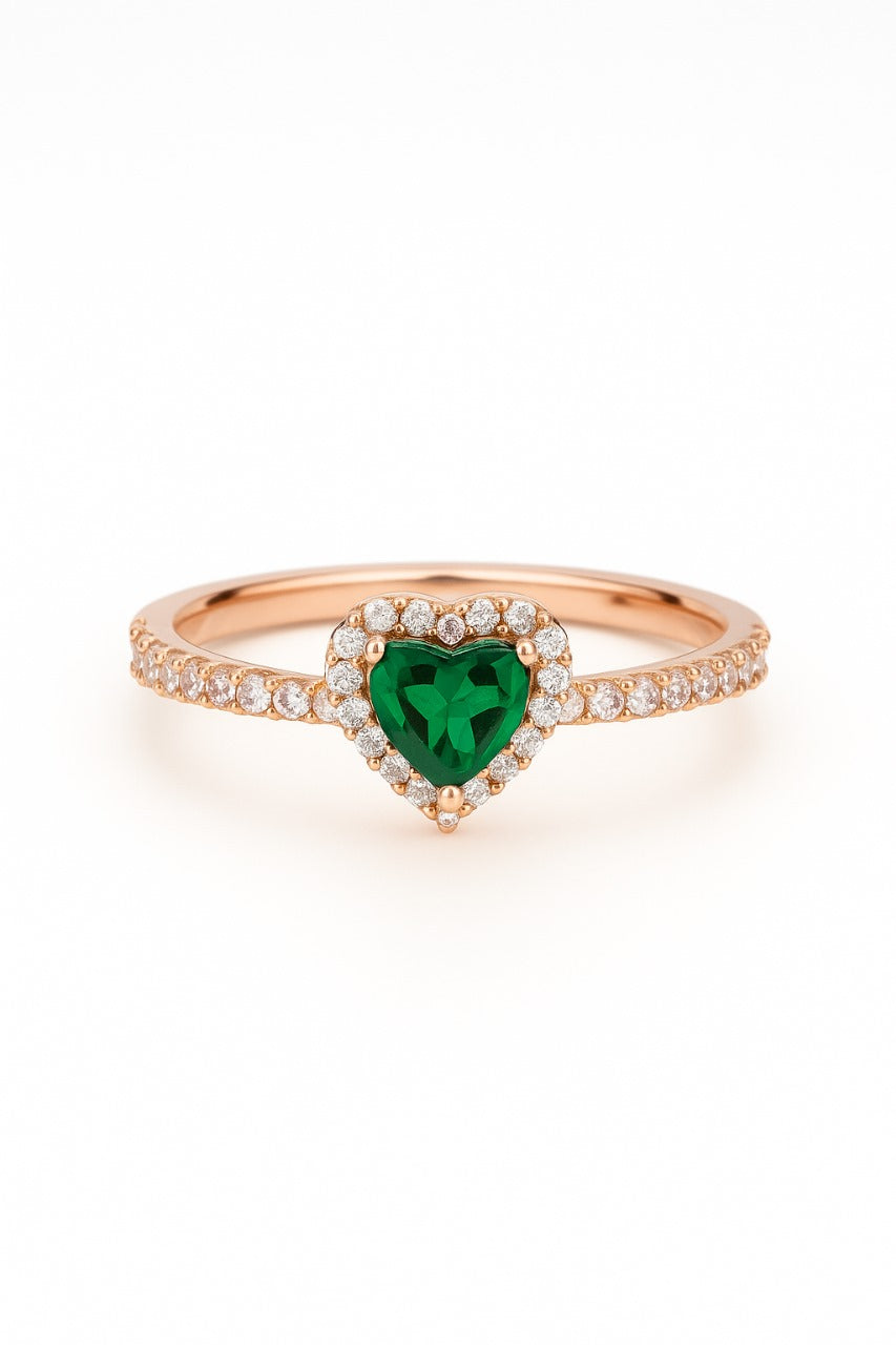 Anillo Corazon Verde Rose